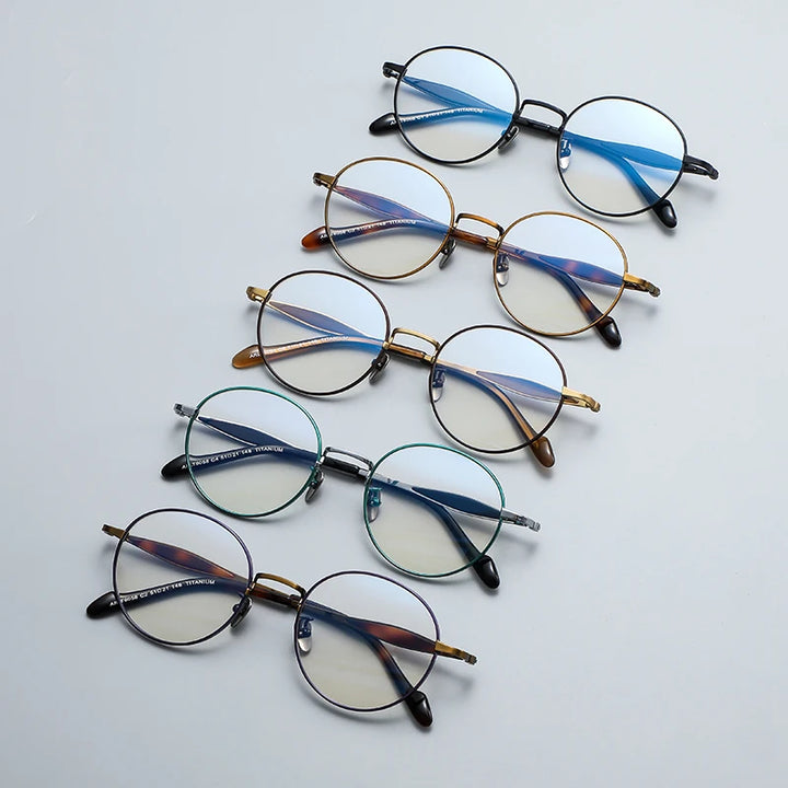 Gatenac Unisex Full Rim Round Titanium Eyeglasses Gxyj1160 Full Rim Gatenac