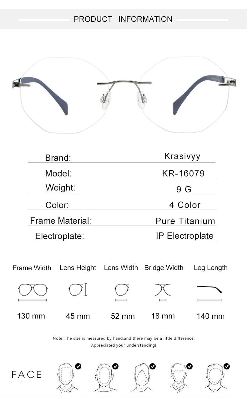 Krasivyy Women's Rimless Oval Round Titanium Eyeglasses 316079