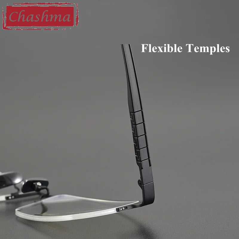 Chashma Ottica Men's Semi Rim Big Square Titanium Eyeglasses 91058 Semi Rim Chashma Ottica