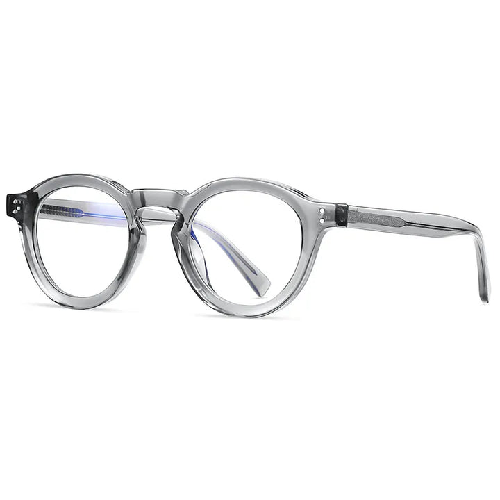 Kocolior Unisex Full Rim Round Acetate Hyperopic Reading Glasses 2090 Reading Glasses Kocolior Gray China 0