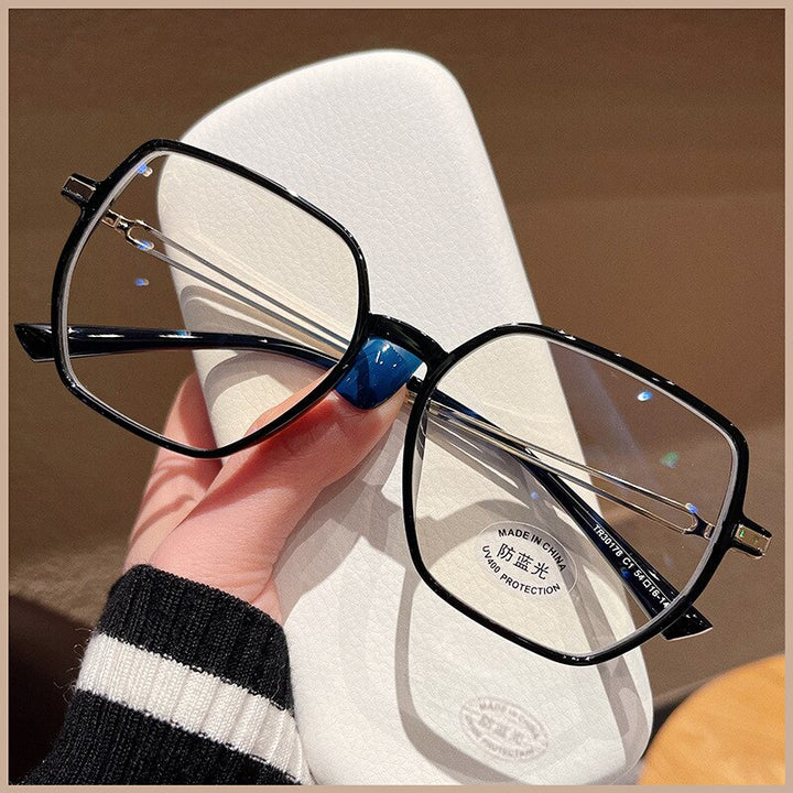 CCspace Unisex Full Rim Polygon Square Tr 90 Titanium Eyeglasses 55886 Full Rim CCspace Black China