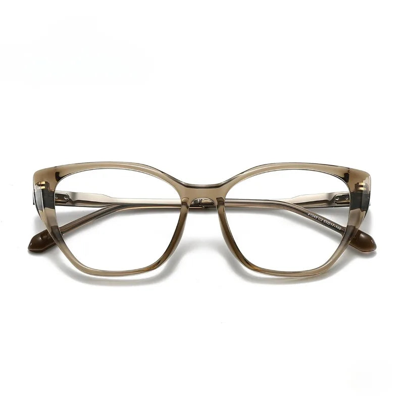 Hewei Women's Full Rim Square Cat Eye Acetate Titanium Eyeglasses 41049