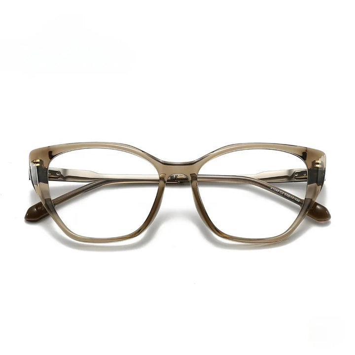 Hewei Women's Full Rim Square Cat Eye Acetate Titanium Eyeglasses 41049