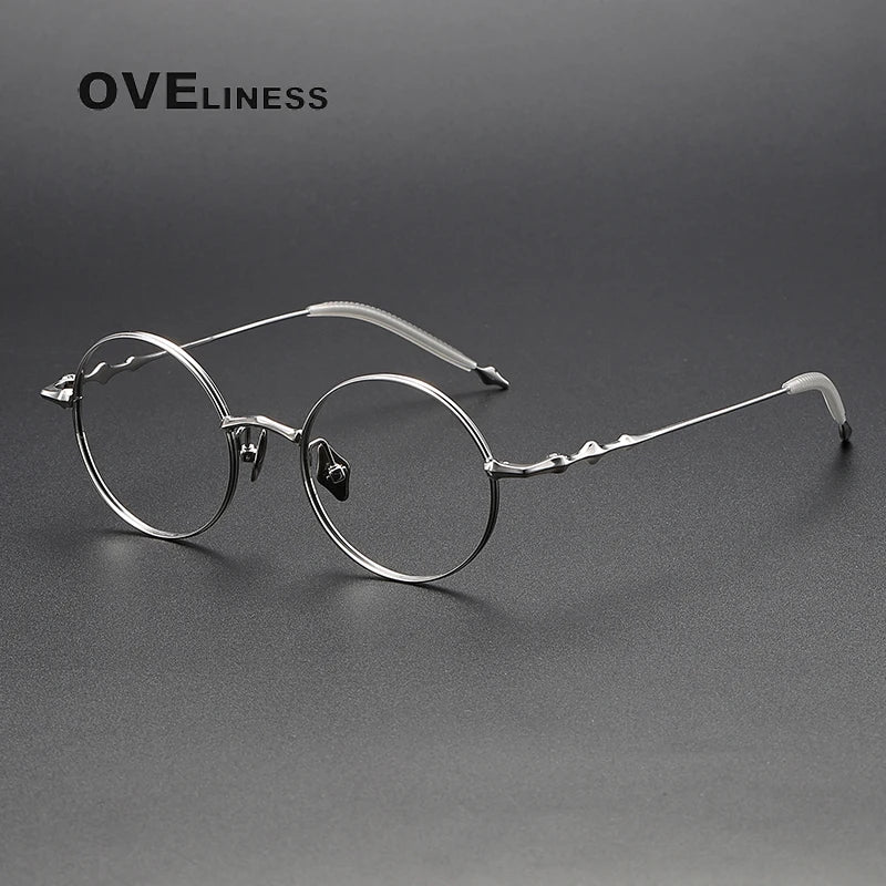 Oveliness Unisex Full Rim Round Titanium Eyeglasses 4619 Full Rim Oveliness silver  