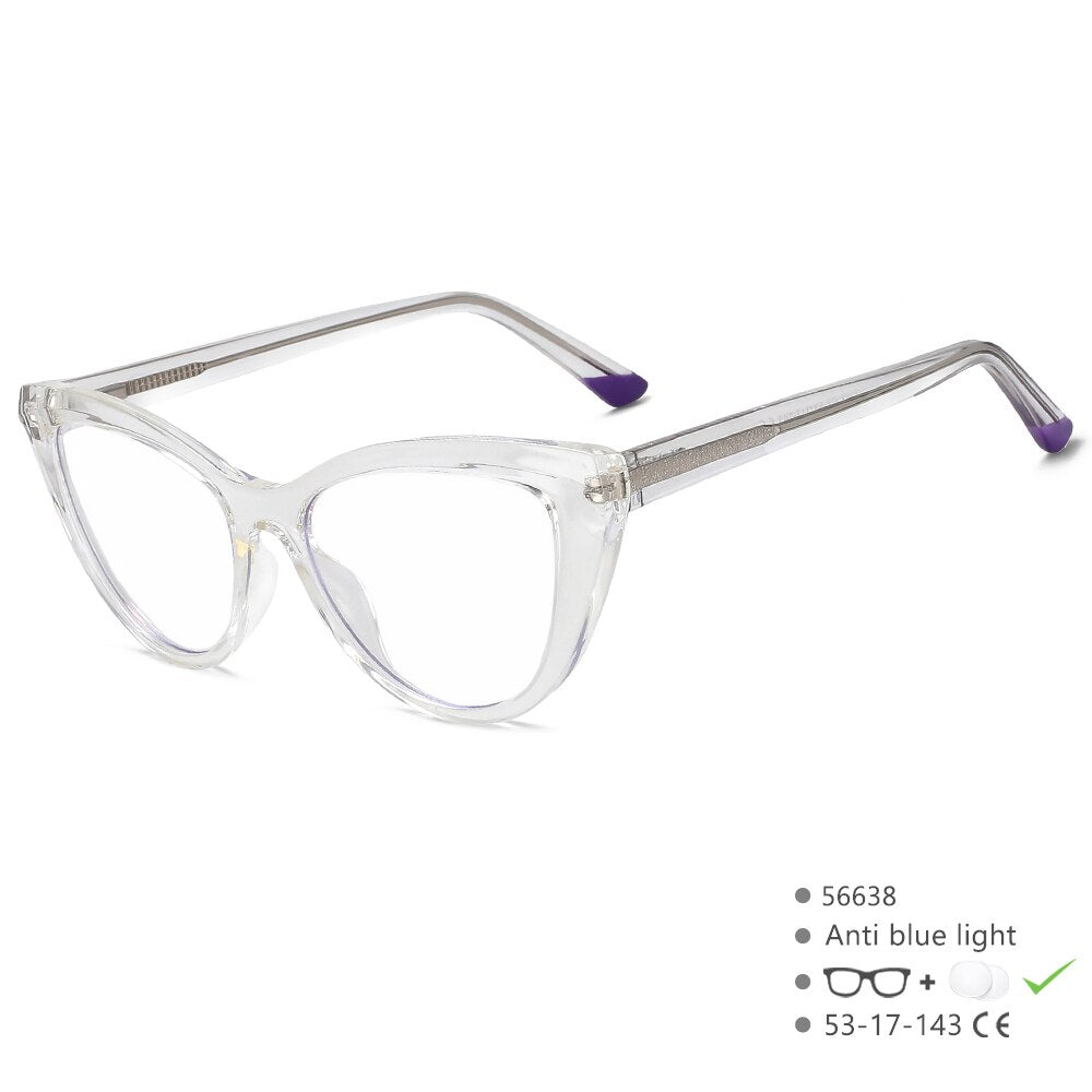 CCspace Unisex Full Rim Square Cat Eye PC Eyeglasses 56638 Full Rim CCspace C2Clear