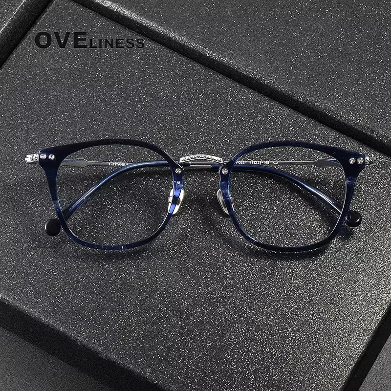 Oveliness Women's Full Rim Square Acetate Titanium Eyeglasses 614052