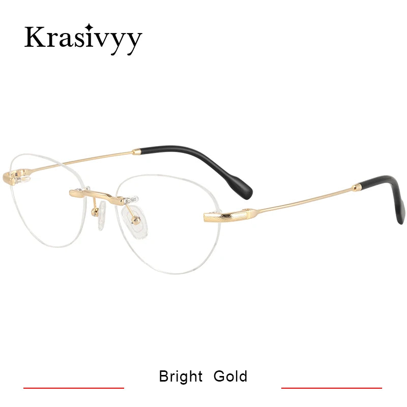 Krasivyy Women's Rimless Polygon Oval Titanium Eyeglasses 450026