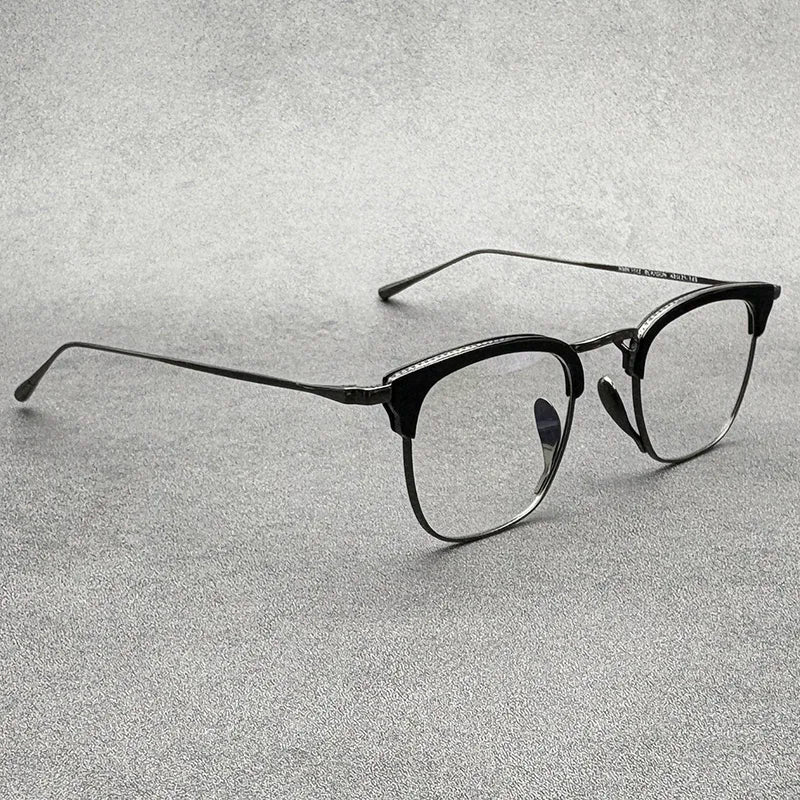 Black Mask Men's Full Rim Square Acetate Titanium Eyeglasses 41112