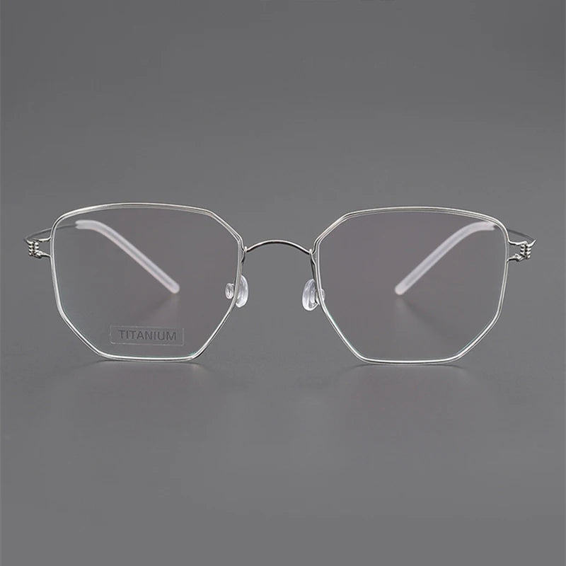 Black Mask Unisex Full Rim Irregular Polygon Screwless Titanium Eyeglasses 14020 Full Rim Black Mask