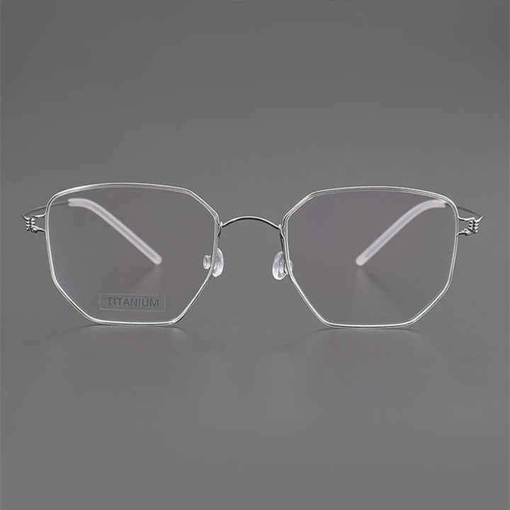Black Mask Unisex Full Rim Irregular Polygon Screwless Titanium Eyeglasses 14020 Full Rim Black Mask