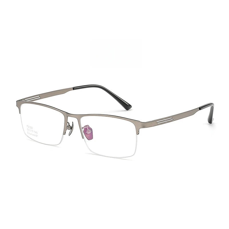 Yimaruili Men's Semi Rim Square Titanium Eyeglasses Y2322 Semi Rim Yimaruili Eyeglasses Gun