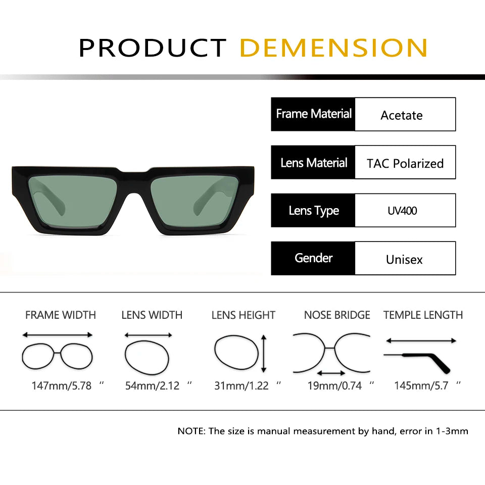 Esnbie Unisex Full Rim Brow Line Square Acetate Sunglasses 101023