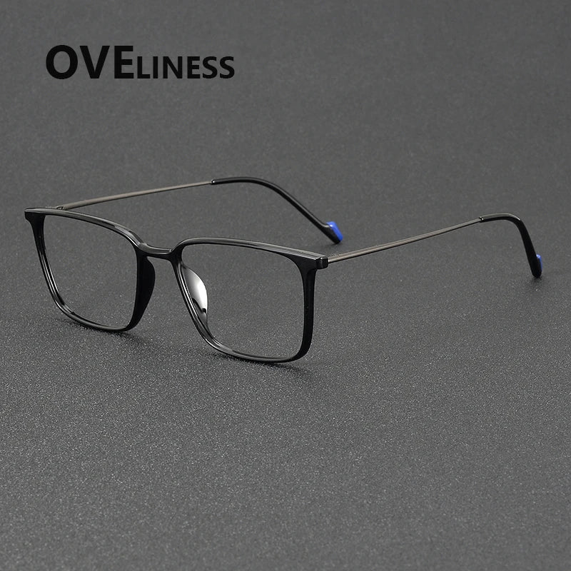 Oveliness Women's Full Rim Square Tr 90 Titanium Eyeglasses 92346 Full Rim Oveliness shiny black