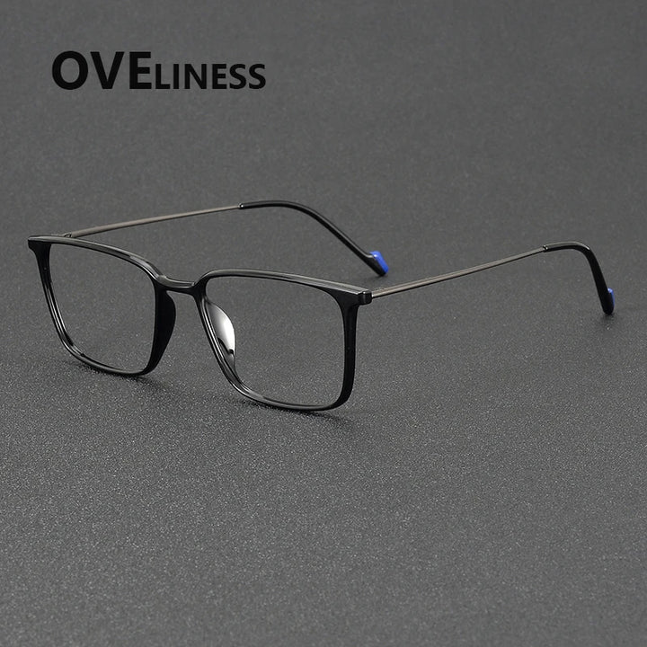 Oveliness Women's Full Rim Square Tr 90 Titanium Eyeglasses 92346 Full Rim Oveliness shiny black