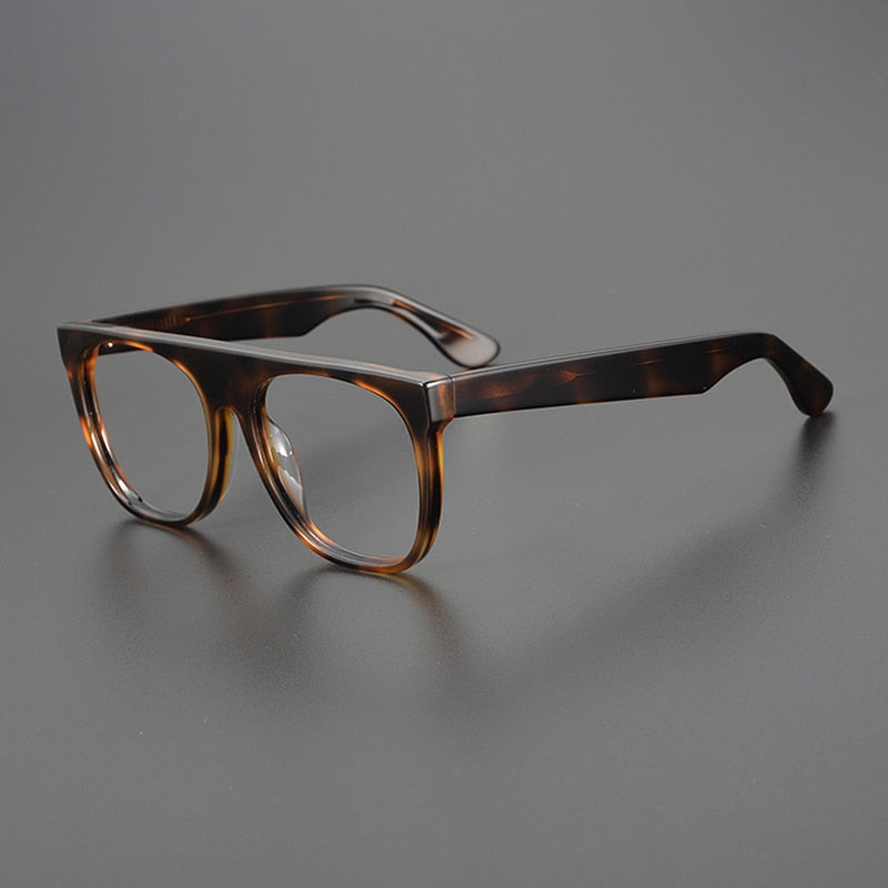 Gatenac Unisex Full Rim Flat Top Round Acetate Eyeglasses Gxyj1056 Full Rim Gatenac Tortoiseshell