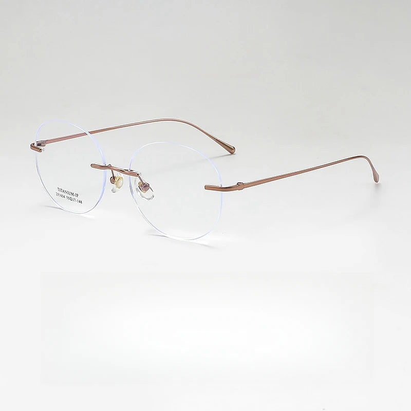 Yimaruli Unisex Rimless Round Titanium Eyeglasses 231604Wk Rimless Yimaruili Eyeglasses Rose Gold