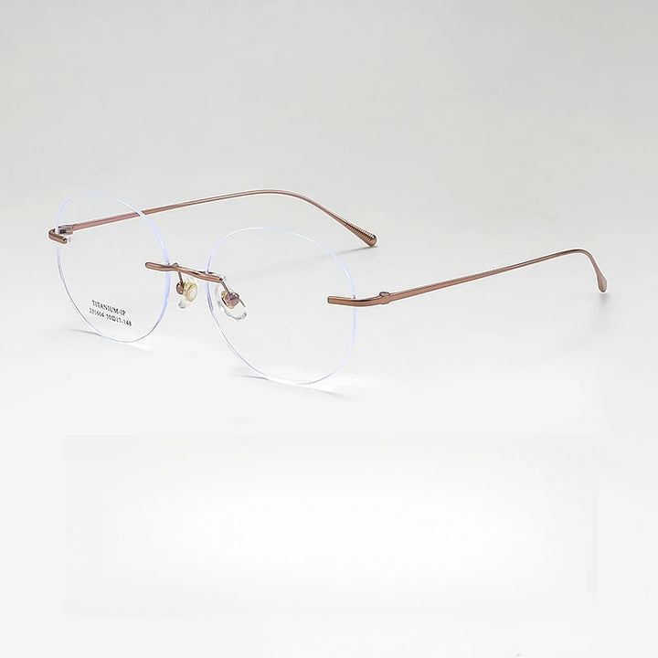 Yimaruli Unisex Rimless Round Titanium Eyeglasses 231604Wk Rimless Yimaruili Eyeglasses Rose Gold