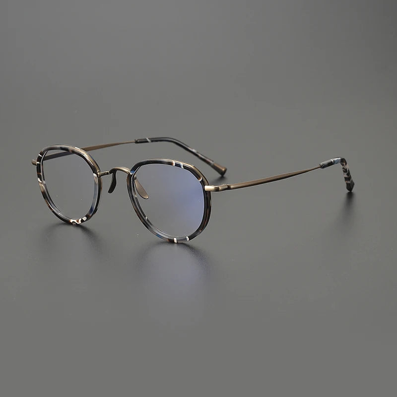 Gatenac Unisex Full Rim Square Titanium Acetate Eyeglasses Gxyj1559 Full Rim Gatenac Bronze