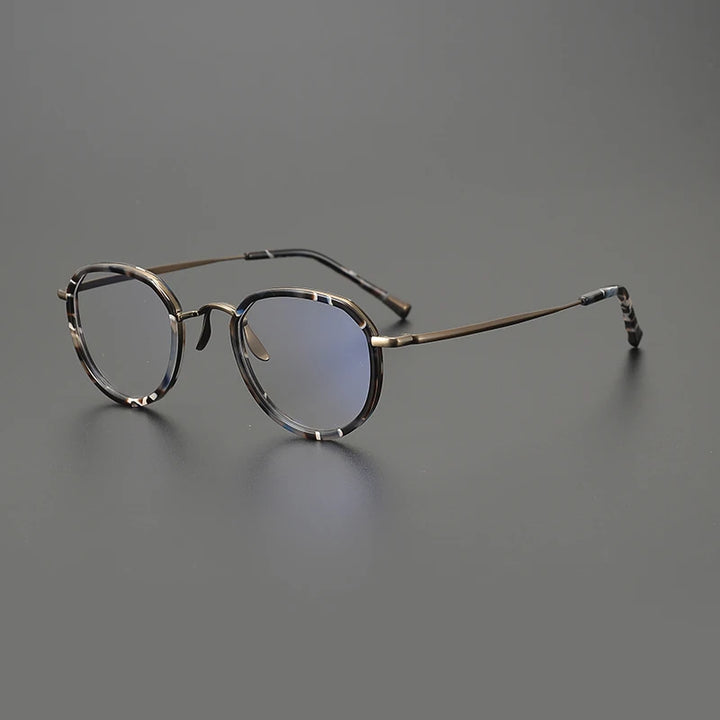 Gatenac Unisex Full Rim Square Titanium Acetate Eyeglasses Gxyj1559 Full Rim Gatenac Bronze