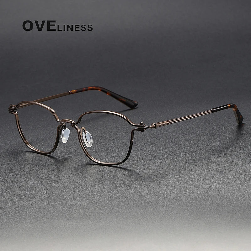 Oveliness Unisex Full Rim Round Titanium Eyeglasses C207 Full Rim Oveliness bronze  