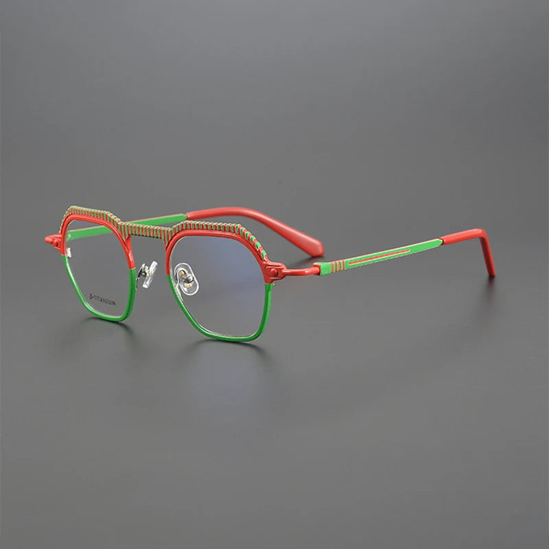 Nobler Unisex Full Rim Polygon Titanium Eyeglasses P073 Full Rim Nobler C3