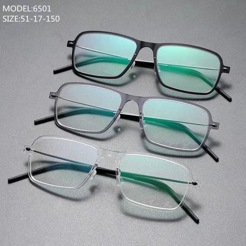 Aimee Unisex Full Rim Square Screwless Titanium Eyeglasses 66501