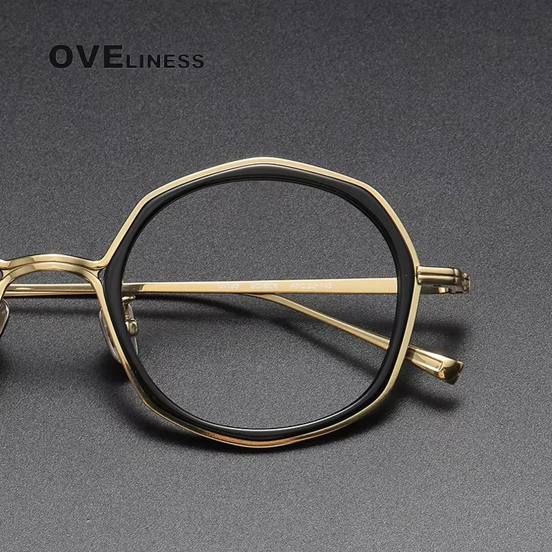 Oveliness Unisex Full Rim Polygon Titanium Acetate Eyeglasses 21135 Full Rim Oveliness