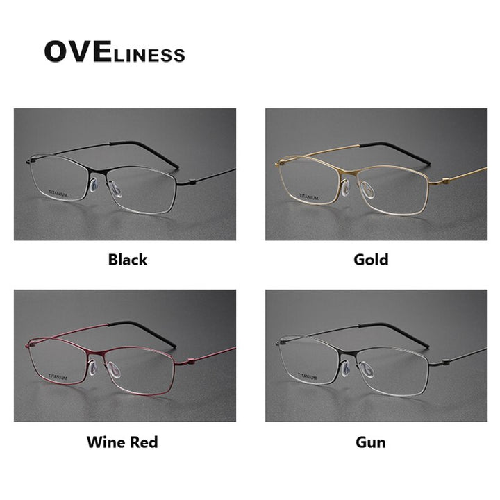 Oveliness Unisex Full Rim Rectangle Titanium Eyeglasses Full Rim Oveliness