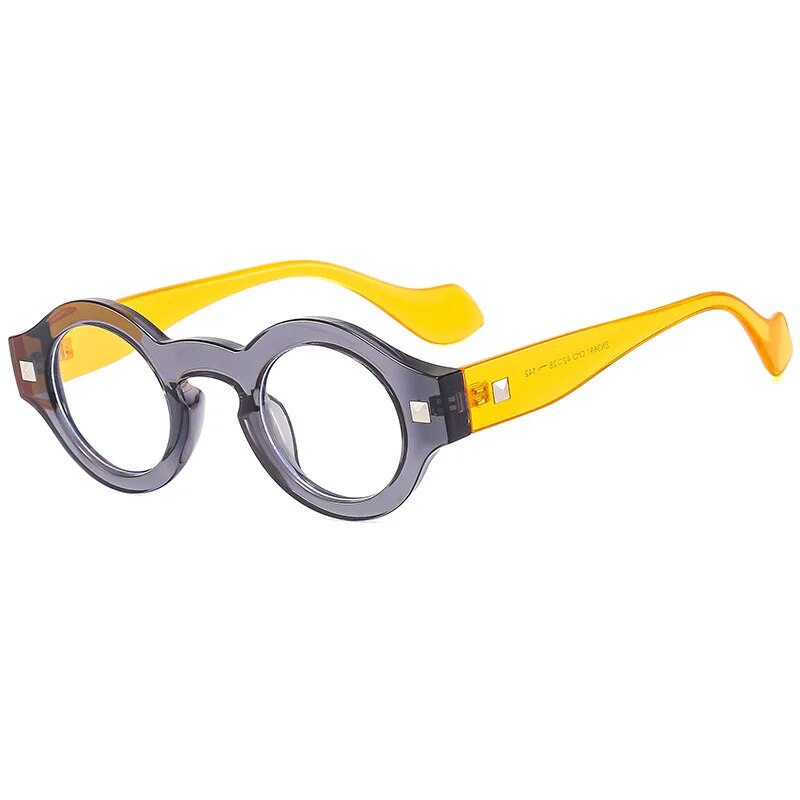 CCspace Unisex Full Rim Small Round Acetate Reading Glasses R57019 Reading Glasses CCspace C2Yellow 0