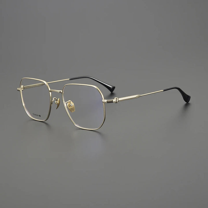 Gatenac Unisex Full Rim Big Polygon Square Titanium Eyeglasses Gxy1552