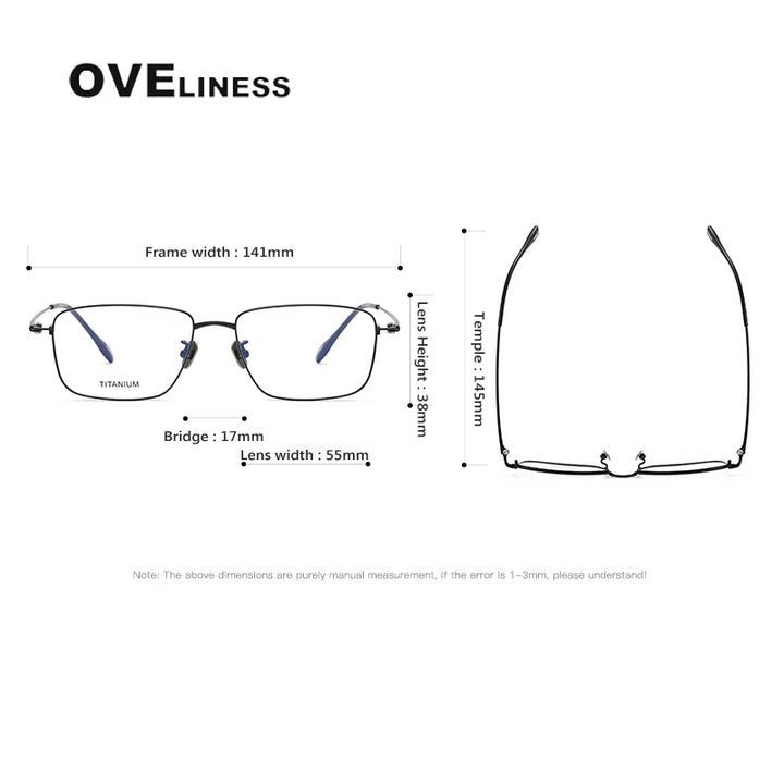 Oveliness Unisex Full Rim Square Titanium Eyeglasses 80916 Full Rim Oveliness   