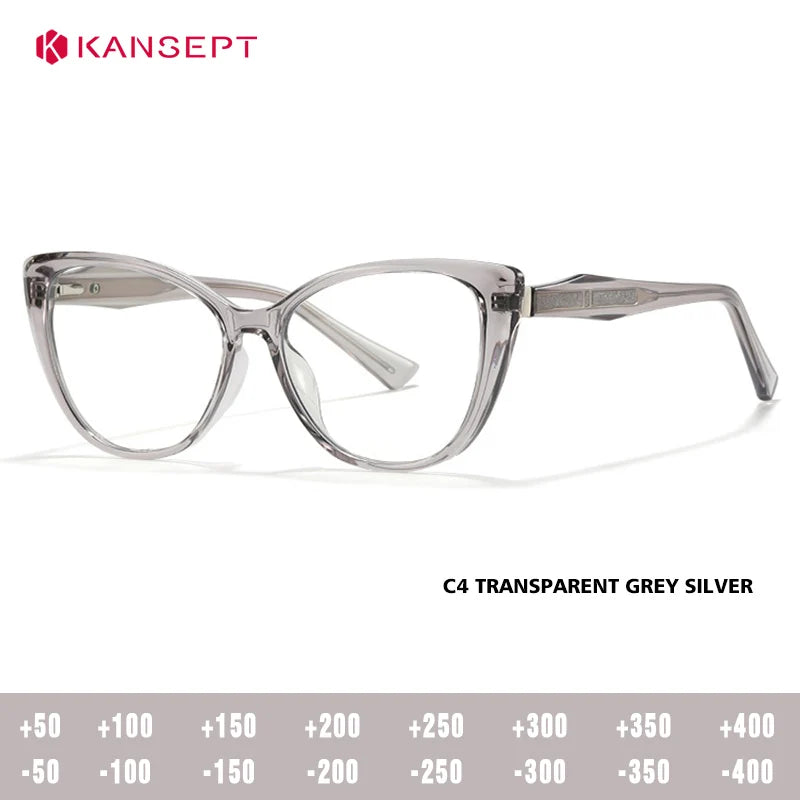Kansept Women's Full Rim Oval Cat Eye Tr 90 Alloy Reading Glasses 527011