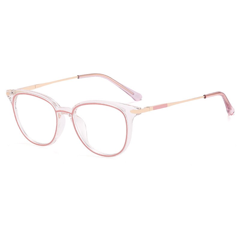 CCspace Unisex Girl's Full Rim Square Tr 90 Titanium Eyeglasses 56756 Full Rim CCspace C1PinkClear
