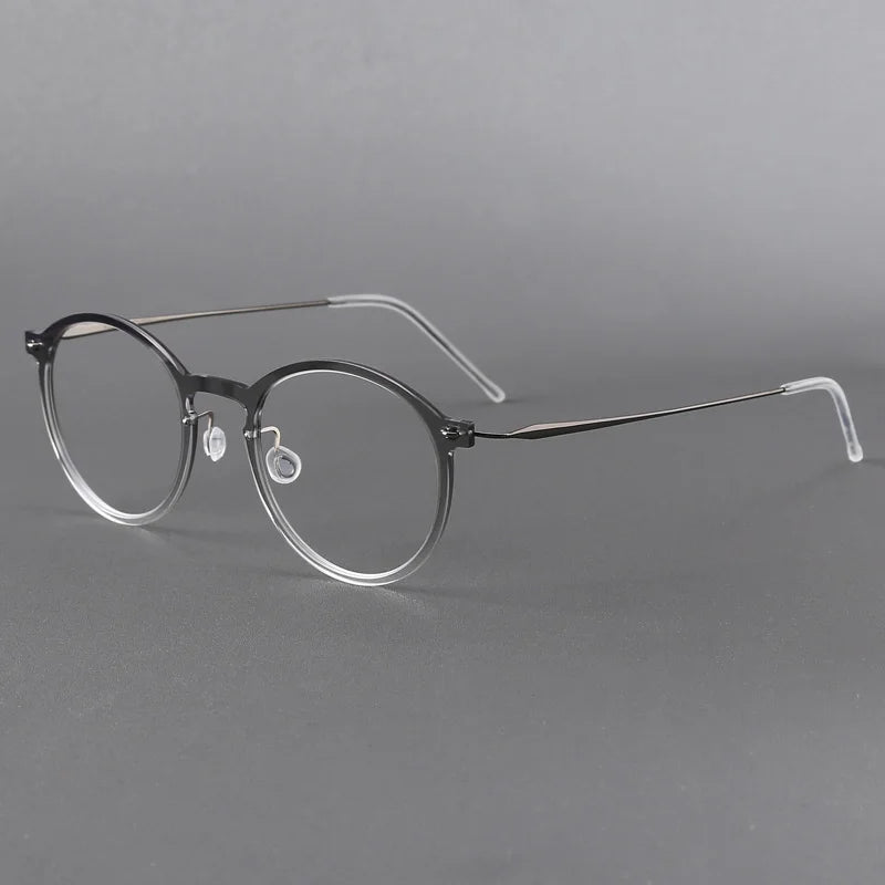 Black Mask Unisex Full Rim Round Titanium Acetate Eyeglasses 16541