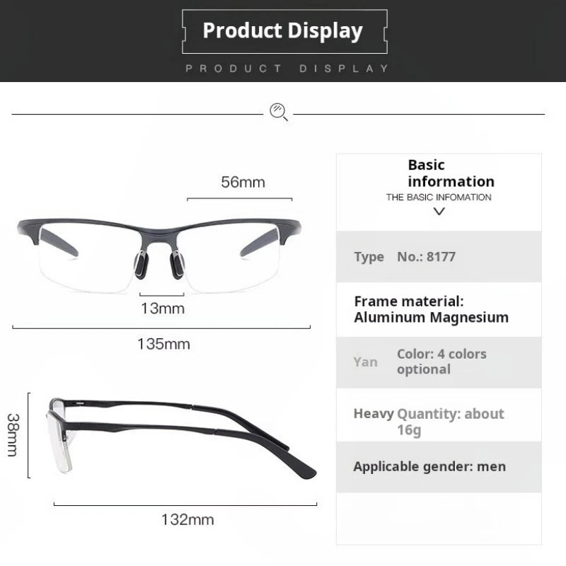 Yimaruili Women's Semi Rim Square Aluminum Sport Eyeglasses 81772