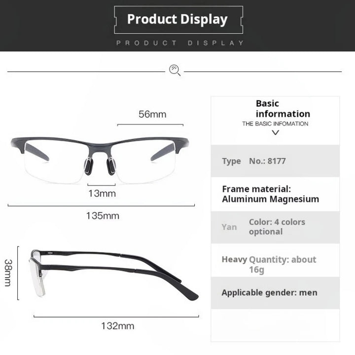 Yimaruili Women's Semi Rim Square Aluminum Sport Eyeglasses 81772