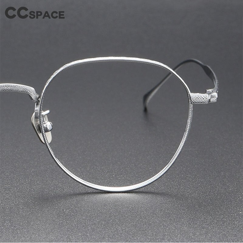 CCspace Unisex Full Rim Round Titanium Eyeglasses 55975 Full Rim CCspace