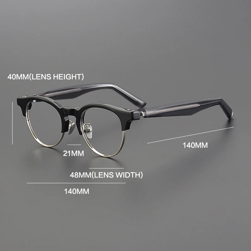 Gatenac Unisex Full Rim Round Acetate Eyeglasses Gxyj1190 Full Rim Gatenac