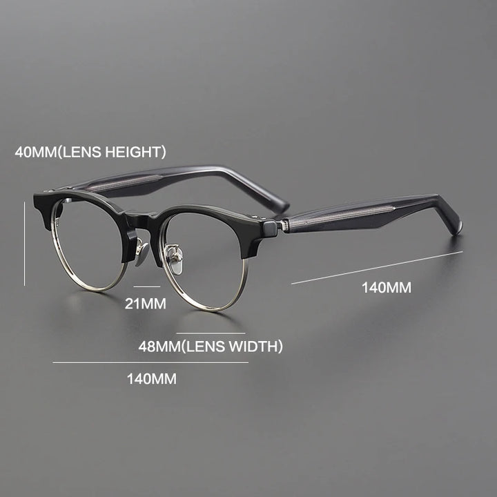 Gatenac Unisex Full Rim Round Acetate Eyeglasses Gxyj1190 Full Rim Gatenac