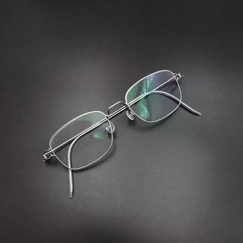 Yujo Unisex Full Rim Oval Square Screwless Steel Eyeglasses 61425