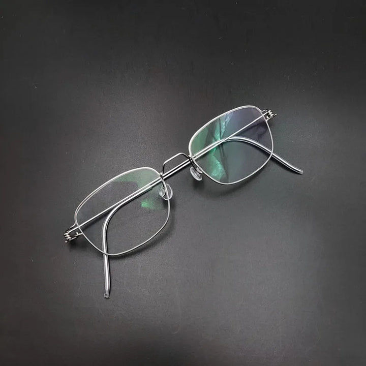 Yujo Unisex Full Rim Oval Square Screwless Steel Eyeglasses 61425