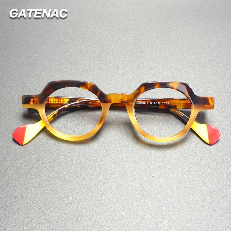 Gatenac Women's Full Rim Flat Top Oval Acetate Eyeglasses G56026