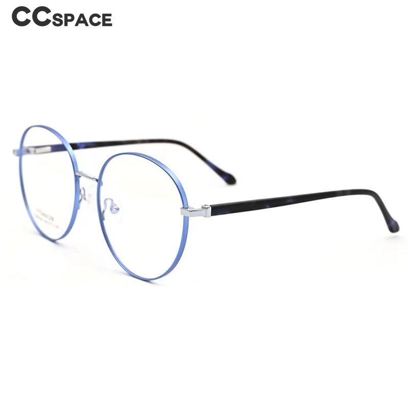 CCspace Unisex Full Rim Round Titanium Alloy Acetate Eyeglasses 56090 Full Rim CCspace
