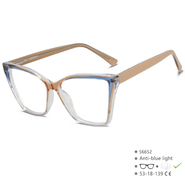 CCspace Unisex Full Rim Large Square Tr 90 Titanium Acetate Eyeglasses 56652 Full Rim CCspace C3Tea