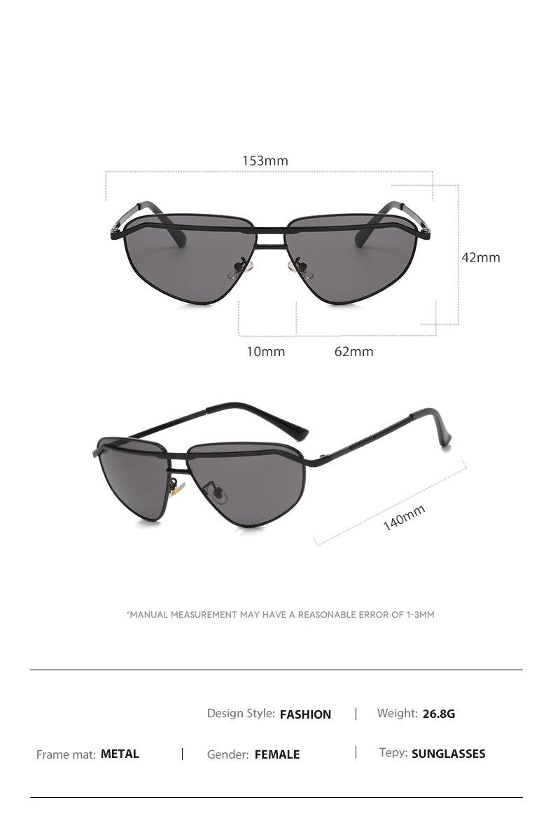 CCspace Unisex Full Rim Irregular Triangle Double Bridge Alloy UV400 Sunglasses 56348 Sunglasses CCspace Sunglasses