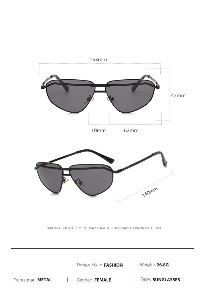 CCspace Unisex Full Rim Irregular Triangle Double Bridge Alloy UV400 Sunglasses 56348 Sunglasses CCspace Sunglasses