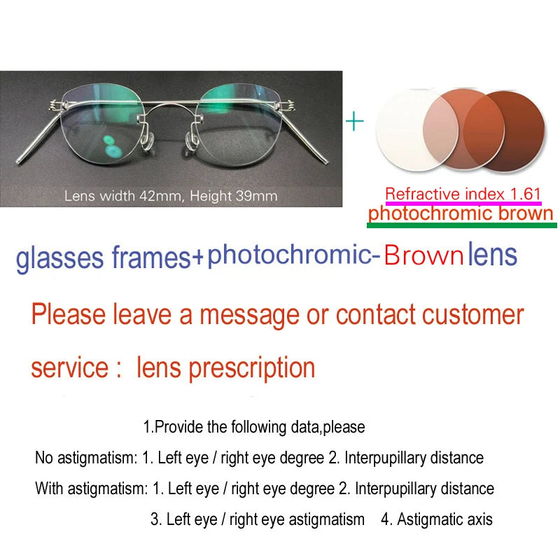 Yujo Unisex Handcrafted Rimless Oval Screwless Steel Eyeglasses 313533