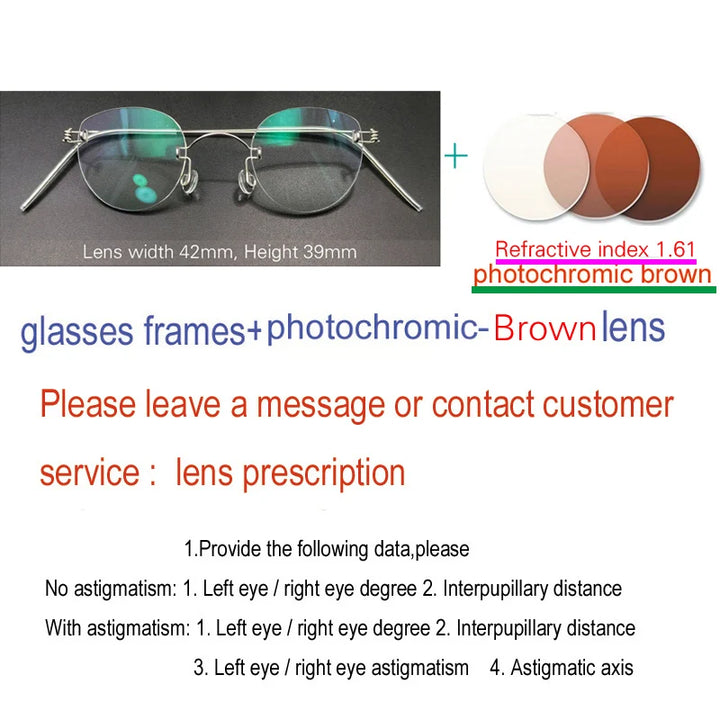 Yujo Unisex Handcrafted Rimless Oval Screwless Steel Eyeglasses 313533