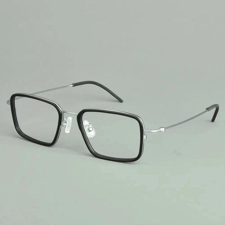 Aimee Unisex Full Rim Big Square Titanium Acetate Eyeglasses 942501 Full Rim Aimee Black-Silver