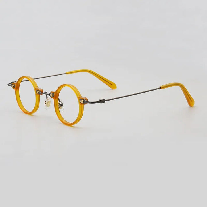 Yujo Unisex Full Rim Small Round Acetate Eyeglasses 3636 Full Rim Yujo